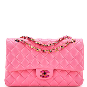 Chanel Classic Double Flap Bag Quilted Lambskin with Rainbow Hardware Medium