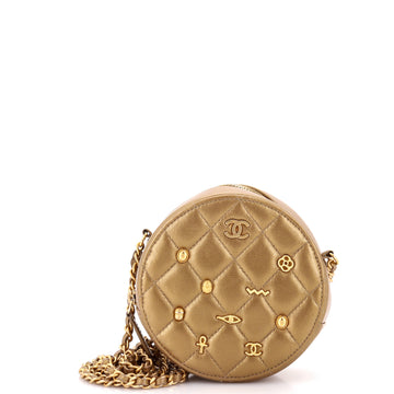 Chanel Egyptian Amulet Round Chain Clutch Quilted Calfskin Mini