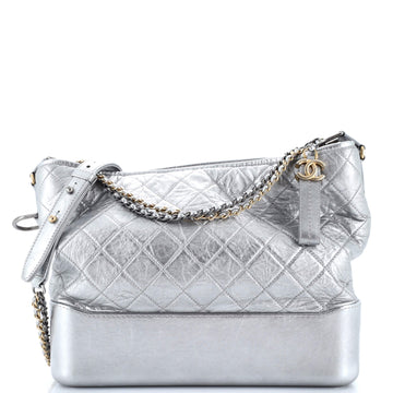 Chanel Gabrielle Hobo Quilted Metallic Aged Calfskin Large