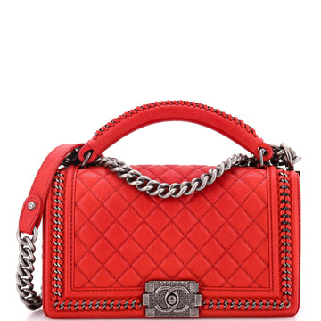 Chanel Chain Handle Boy Flap Bag Quilted Calfskin Old Medium