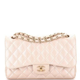 Chanel Classic Double Flap Bag Quilted Iridescent Caviar Jumbo