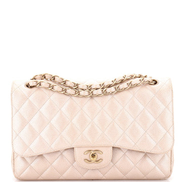 Chanel Classic Double Flap Bag Quilted Iridescent Caviar Jumbo