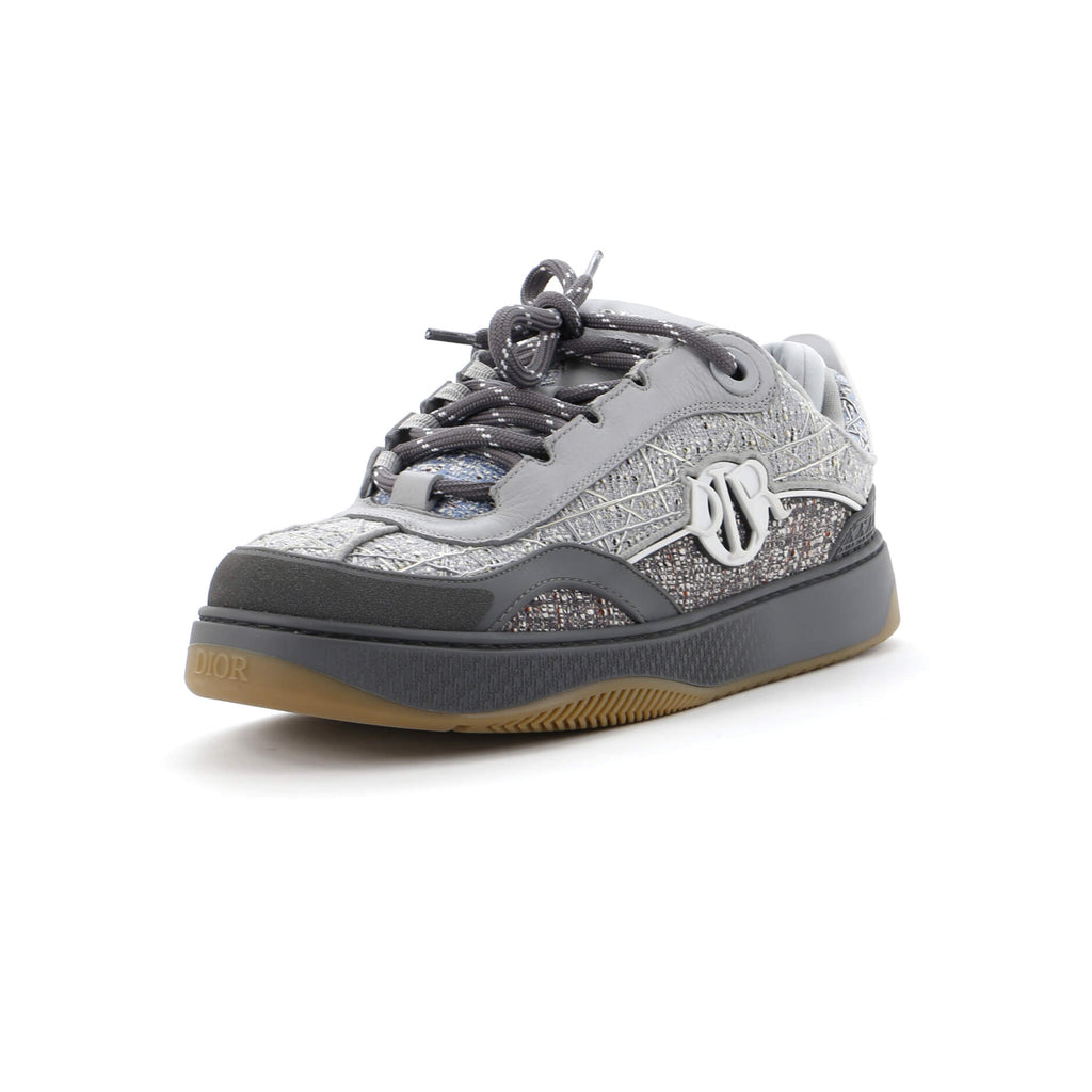 Christian Dior Men's B9S Skater Sneakers Cannage Quilt Tweed Gray