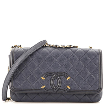 Chanel Filigree Flap Bag Quilted Caviar Medium