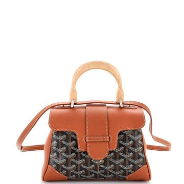 Goyard Saigon Top Handle Bag Coated Canvas with Leather Mini