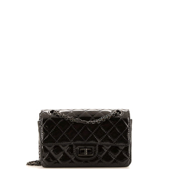 Chanel So Black Reissue 2.55 Flap Bag Quilted Patent Mini