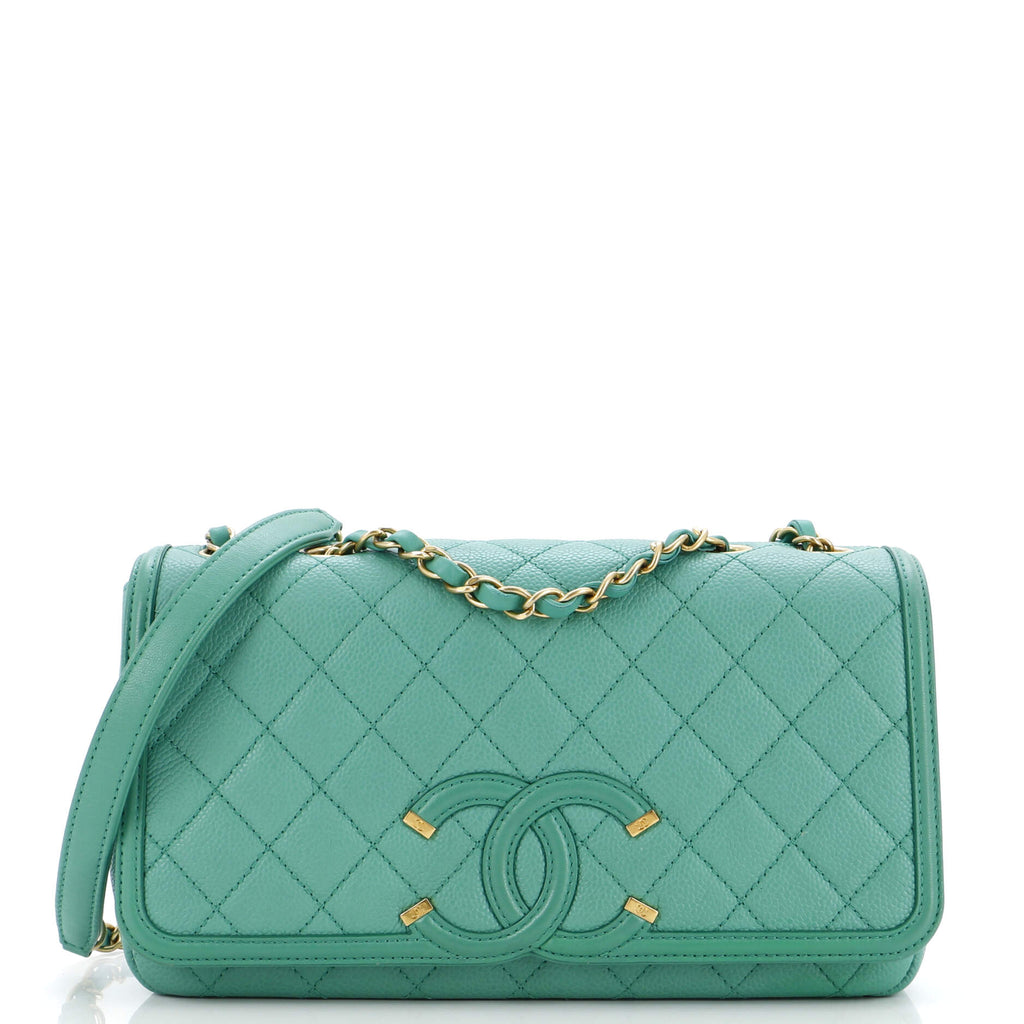 Filigree Flap Bag Quilted Caviar Medium / green