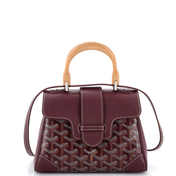 Goyard Saigon Top Handle Bag Coated Canvas with Leather Mini