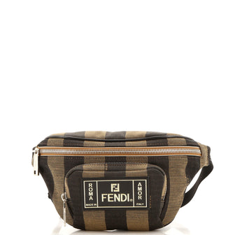 Fendi Front Pocket Waist Bag Pequin Canvas