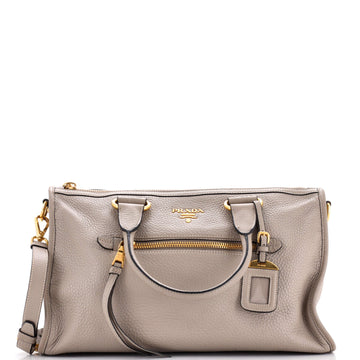 Prada Front Zip Convertible Satchel Vitello Phenix Medium