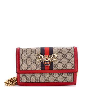 Gucci Queen Margaret Chain Wallet GG Coated Canvas Mini