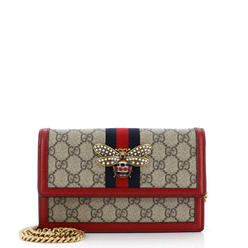 Gucci Queen Margaret Chain Wallet GG Coated Canvas Mini