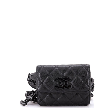Chanel My Everything Flap Card Holder Belt Bag Quilted Caviar