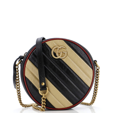Gucci GG Marmont Round Shoulder Bag Diagonal Quilted Leather Mini