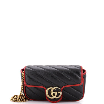 Gucci GG Marmont Flap Bag Diagonal Quilted Leather Super Mini