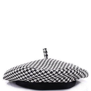 Christian Dior Paris Arty Beret Houndstooth Wool