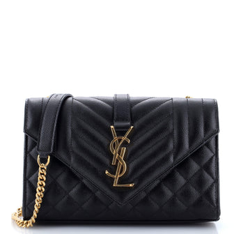 Saint Laurent Classic Monogram Envelope Satchel Mixed Matelasse Leather Small