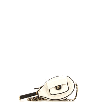 Chanel CC Tennis Racket Clutch with Chain Quilted Canvas and Leather