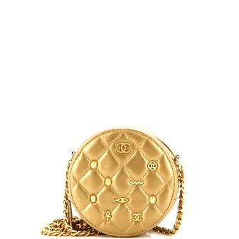 Chanel Egyptian Amulet Round Chain Clutch Quilted Calfskin Mini
