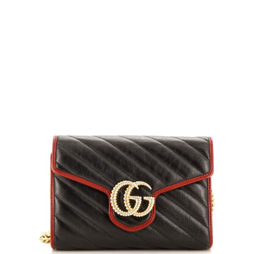 Gucci GG Marmont Chain Wallet Diagonal Quilted Leather Mini