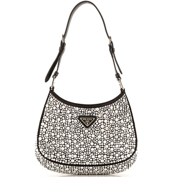 Prada Cleo Shoulder Bag Crystal Embellished Satin Small