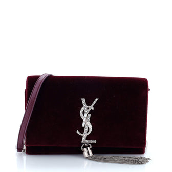 Saint Laurent Classic Monogram Tassel Chain Wallet Velvet