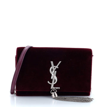 Saint Laurent Classic Monogram Tassel Chain Wallet Velvet