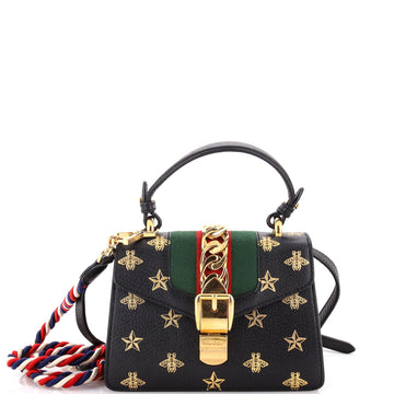 Gucci Sylvie Top Handle Bag Printed Leather Mini