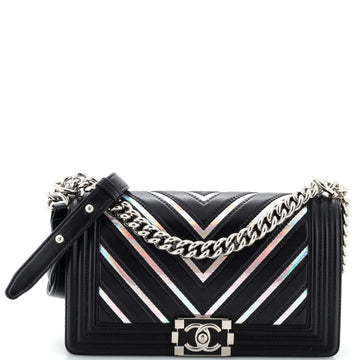 Chanel Boy Flap Bag Chevron Lambskin with Holographic PVC Old Medium