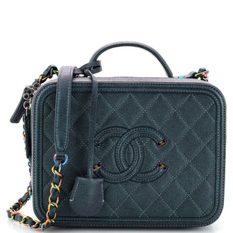 Chanel Filigree Vanity Case Quilted Iridescent Caviar Medium