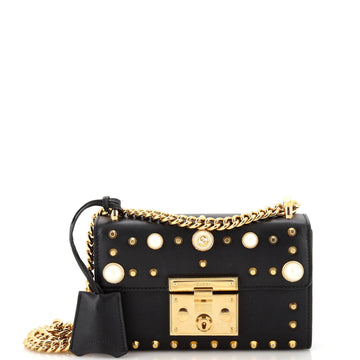 Gucci Pearly Padlock Shoulder Bag Studded Leather Small