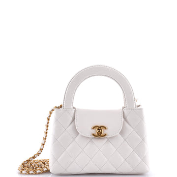 Chanel Kelly Top Handle Shopping Bag Quilted Shiny Aged Calfskin Mini