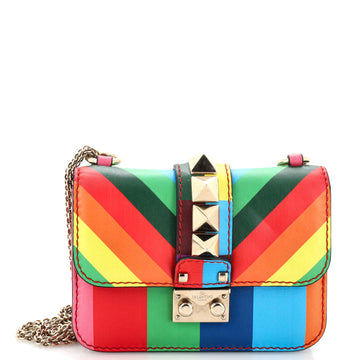 Valentino Garavani 1973 Glam Lock Shoulder Bag Striped Leather Small