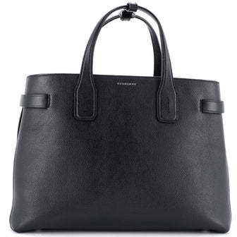 Burberry Banner NM Tote Leather with Vintage Check Canvas Medium