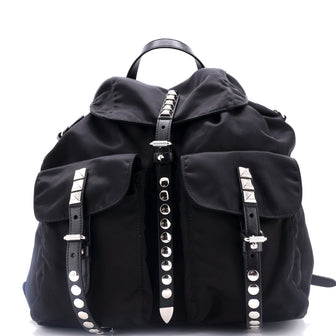 Prada New Vela Backpack Tessuto with Studded Leather