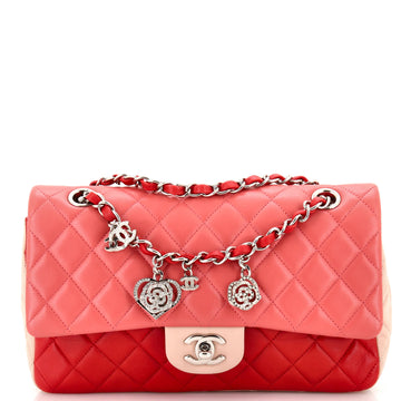 Chanel Tricolor Valentine Crystal Hearts Flap Bag Quilted Lambskin Medium