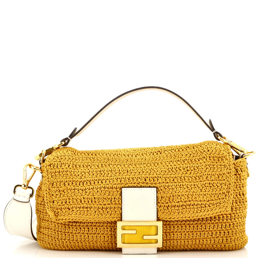 Fendi Baguette NM Bag Woven Crochet Medium Orange 2980353