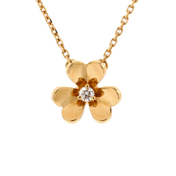 Van Cleef & Arpels Frivole Pendant Necklace 18K Yellow Gold and Diamond Mini