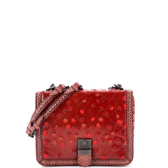 Bottega Veneta Runway Accordion Shoulder Bag Embroidered Patent with Snakeskin Small