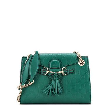 Gucci Emily Chain Flap Shoulder Bag Guccissima Leather Small