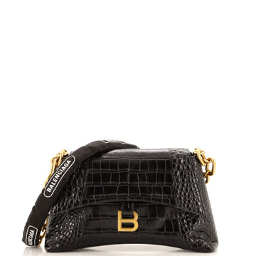 Balenciaga Downtown S Chain-Handle Shoulder Bag Crocodile Embossed Leather Small