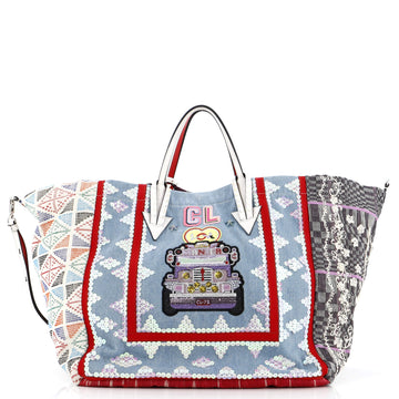 Christian Louboutin Caba Tote Motif Embroidered Jacquard Large