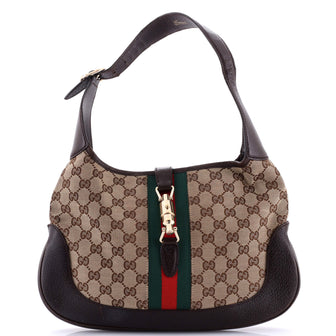 Gucci Jackie Original Web Shoulder Bag Leather and GG Canvas Medium