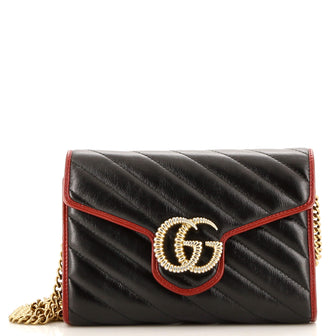 Gucci GG Marmont Chain Wallet Diagonal Quilted Leather Mini