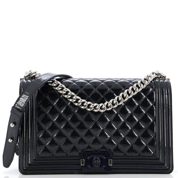 Chanel Boy Flap Bag Quilted Plexiglass Patent New Medium