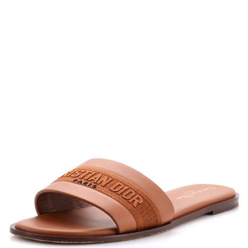 Christian Dior Women's Dway Flat Sandals Embroidered Canvas