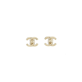 Chanel CC Turnlock Stud Earrings Metal