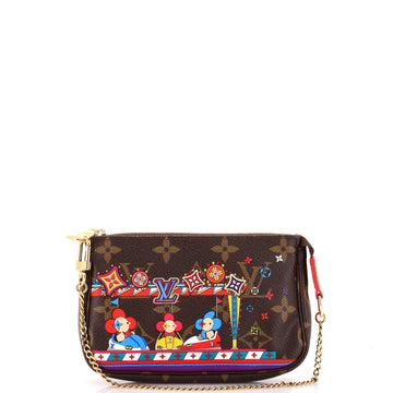 Louis Vuitton Pochette Accessoires Limited Edition Vivienne Xmas Monogram Canvas Mini