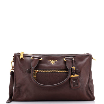 Prada Front Zip Convertible Satchel Vitello Phenix Medium