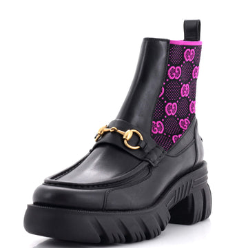 Gucci Women's Quebec Horsebit Chelsea Boots Leather with GG Elastic